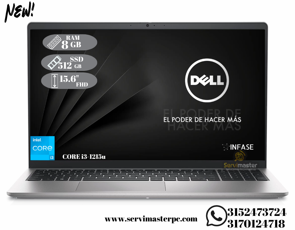 Portatil Dell / Core i3 1215u / RAM 8gb / SSD 512 GB