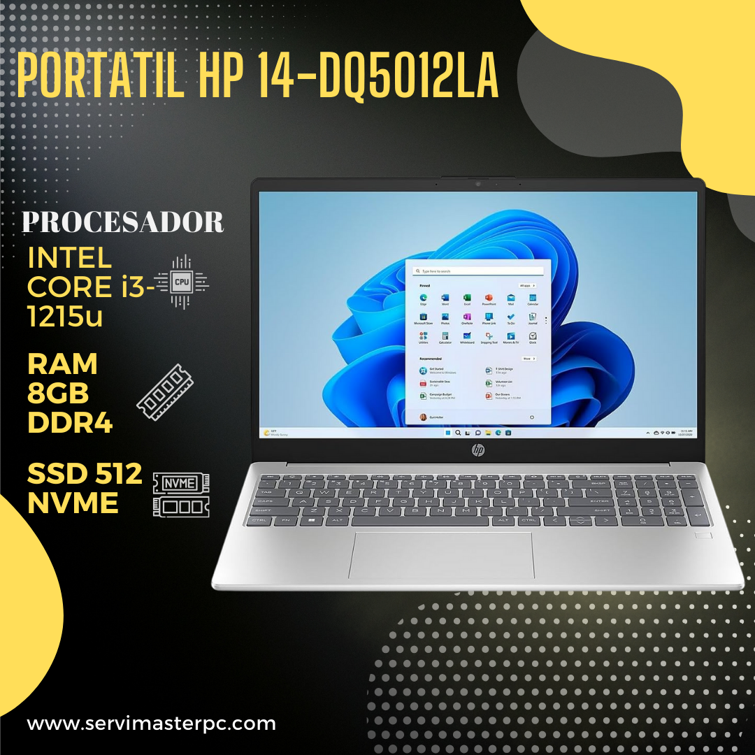 PORTATIL HP/INTEL COREi5-1215u/RAM 8 GB DDR4/SSD 512 GB NVME/14"FHD