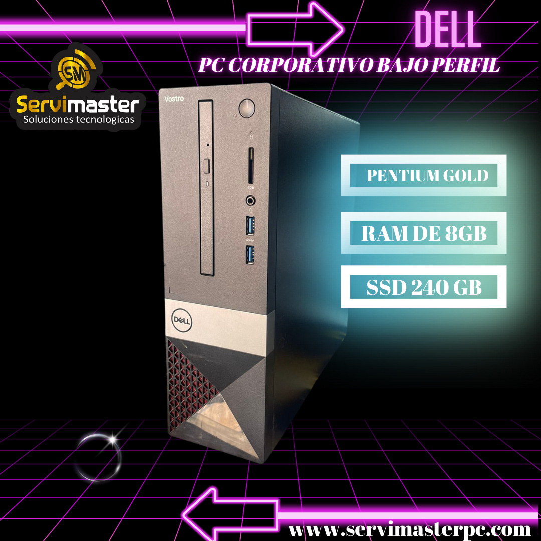 PS CORPOTATIVA BAJO PERFIL /PENTIUM GOLD/RAM DE 8  GB/SSD 240 GB  SOMOS UNA TIENDA FISICA UBICADA EN SANANDRECITO CENTRO CUARTO PISO LOCALES A15 U A13  www.servimasterpc.com