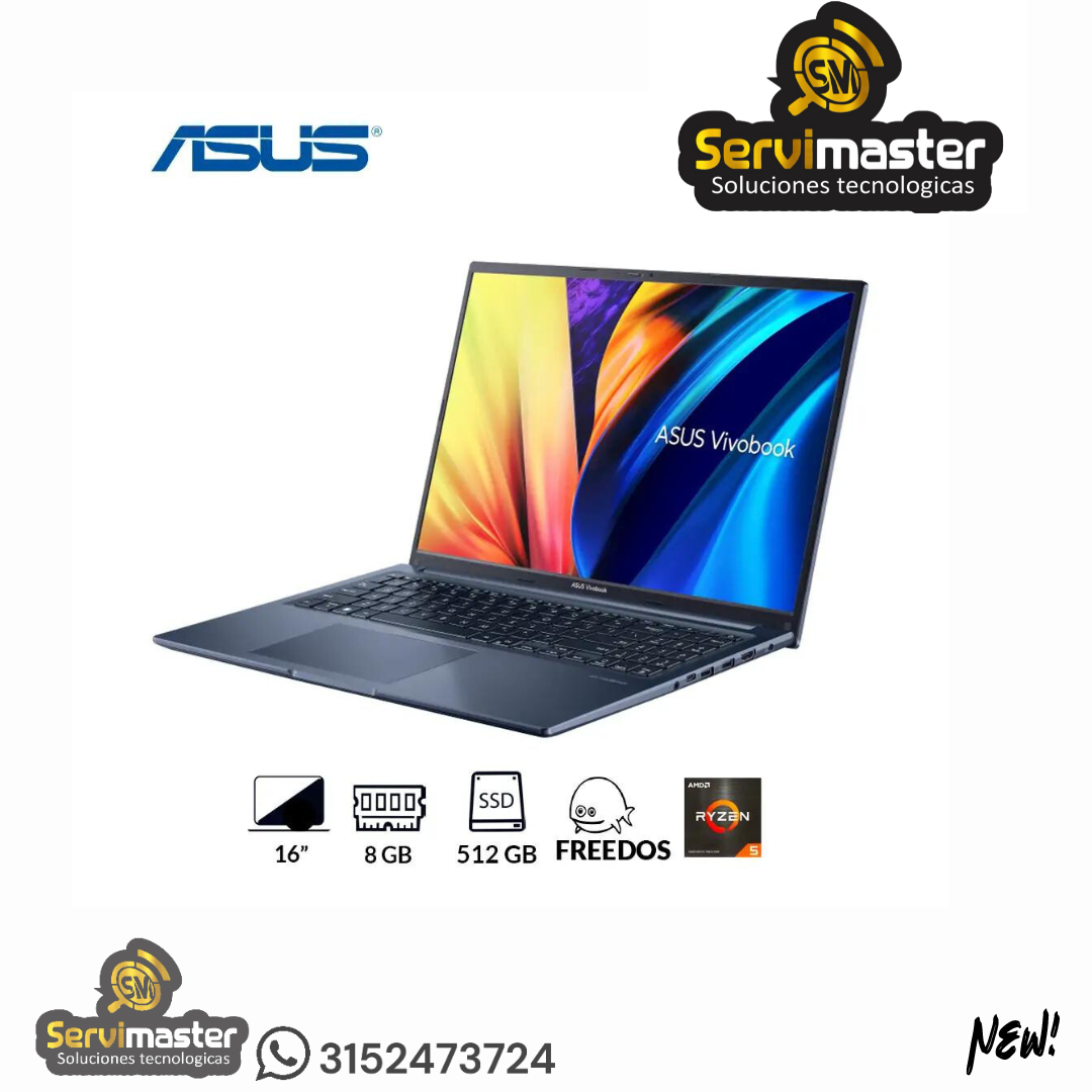 Portátil ASUS Vivobook M1603QA-MB120 AMD RYZEN 5/RAM DE 8GB DDR4/SSD DE 512 GB NVME