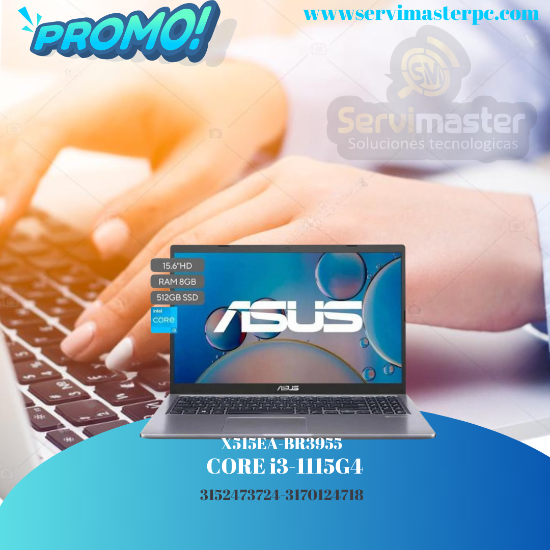 Portatil Asus X515EA-BR3955 Intel CI3 1115G4 RAM 8GB SSD 512GB 15.6” Fhd